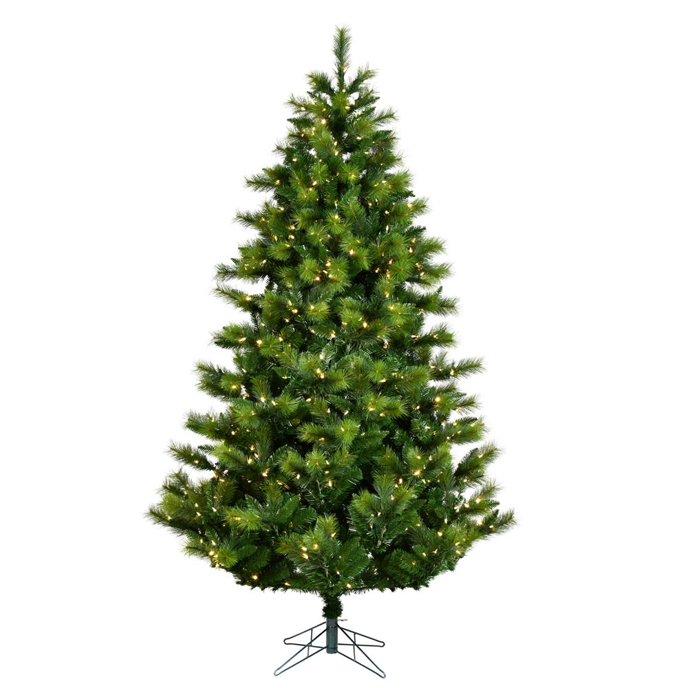 9 Foot Elkin Mixed Pine Artificial Christmas Tree 1050 DuraLit LED Warm White Multi Color 8 Function Changing Mini Lights