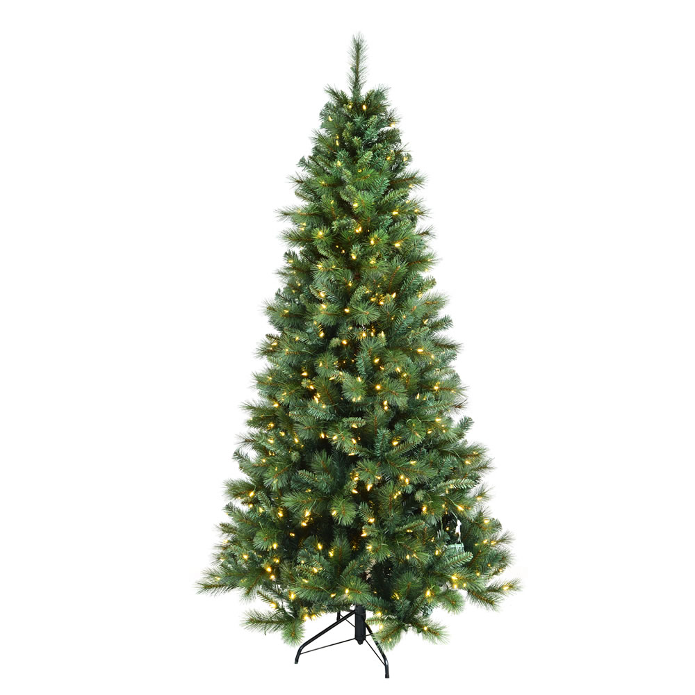 9 Foot Mixed Brussels Pine Slim Artificial Christmas Tree 950 DuraLit Incandescent Clear Mini Lights