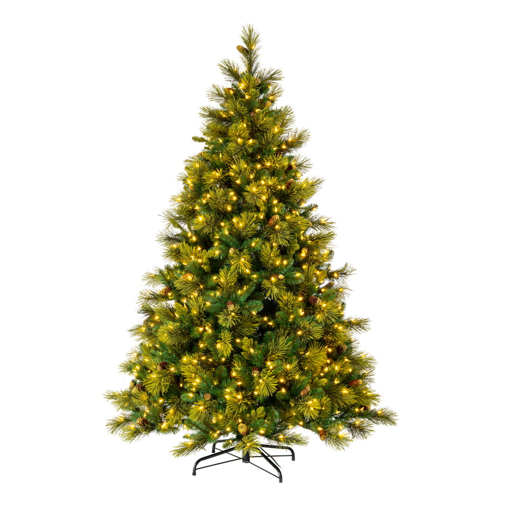 7.5 Foot Emerald Mixed Fir Artificial Christmas Tree DuraLit LED Warm White Color Mini Lights