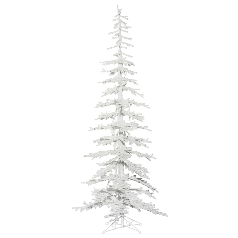 7.5 Foot Flocked Kuna Pine Pencil Artificial Christmas Tree Unlit