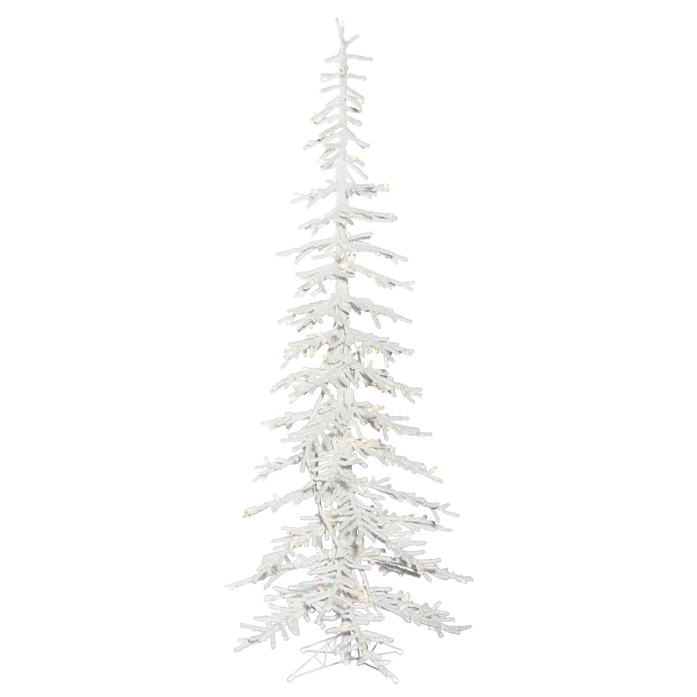 9 Foot Flocked Kuna Pine Artificial Christmas Tree 400 DuraLit LED M5 Italian Warm White Mini Lights