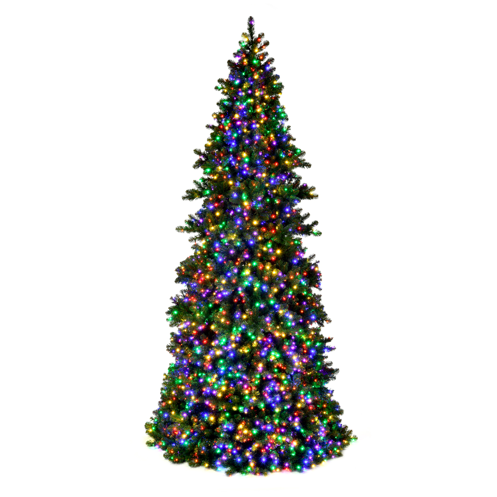 18 Foot Slim Grand Teton Frame Artificial Commercial Christmas Tree 6900 LED 5MM Wide Angle Multi Color Lights
