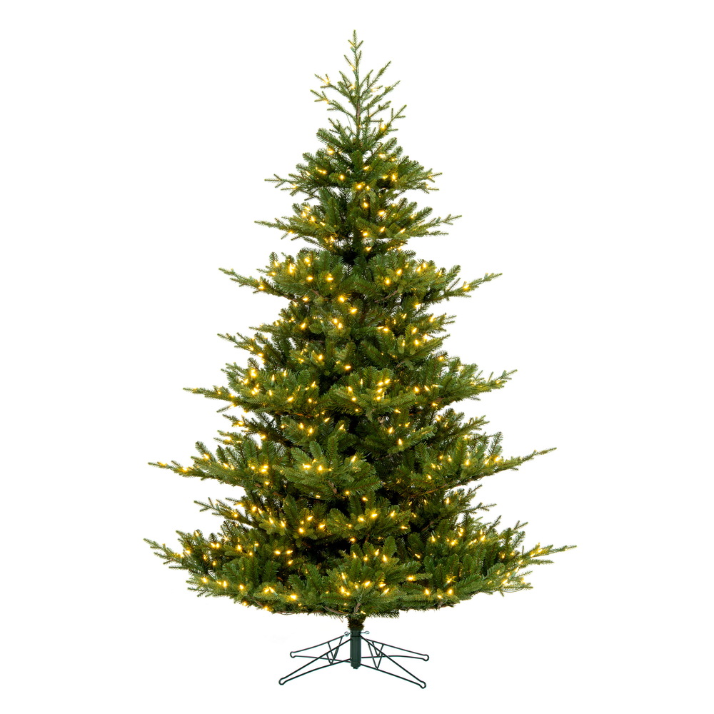 10 Flocked Hudson Fraser Fir Artificial Christmas Tree 1250 DuraLit LED M5 Italian Warm White Mini Lights