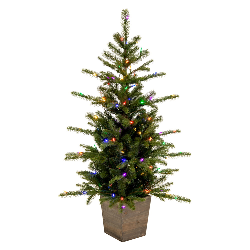 4 Foot Winston Spruce Artificial Christmas Tree DuraLit LED Multi-Colored Mini Lights