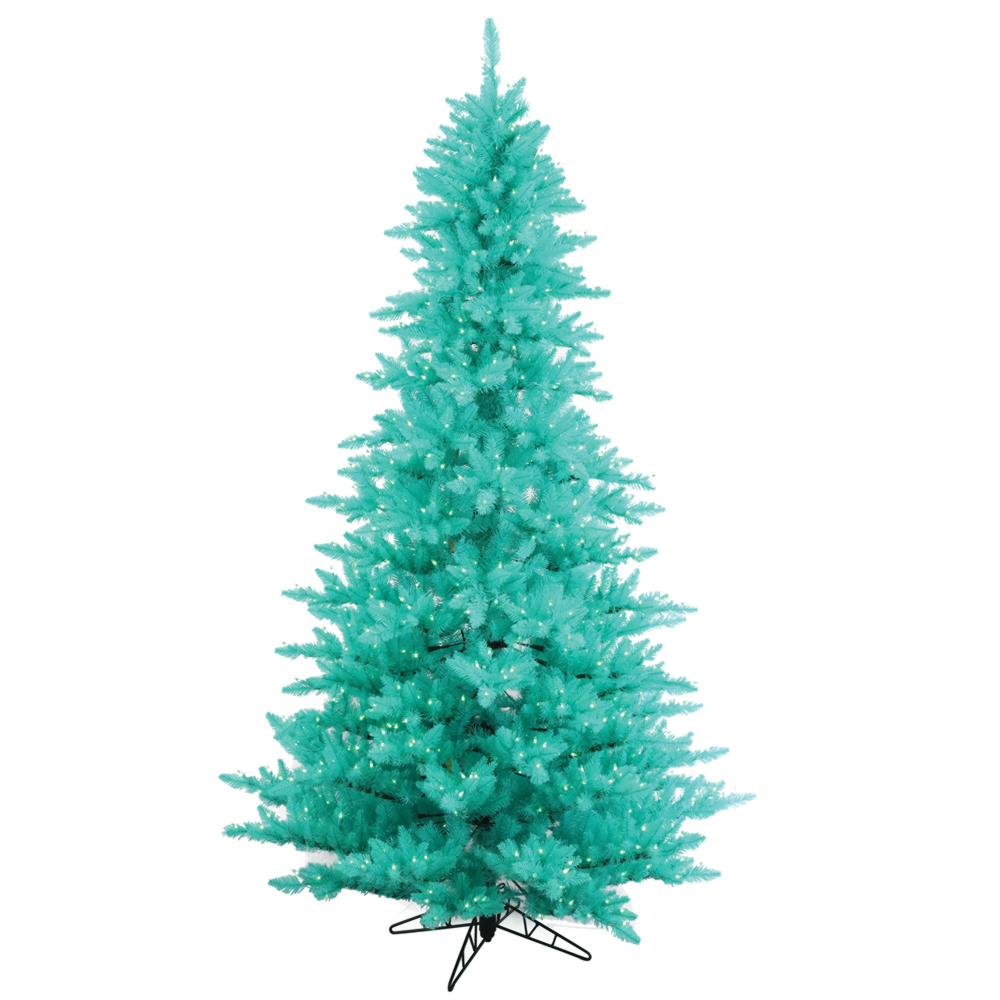 4.5 Foot Aqua Fir Artificial Christmas Tree 250 DuraLit LED M5 Italian Aqua Mini Lights