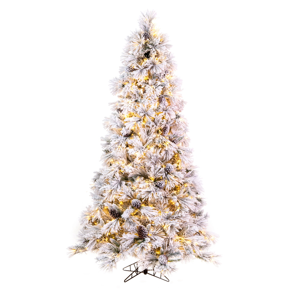 Christmastopia.com 7.5 Foot Flocked Atka Pine Artificial Christmas Tree 950 Low Voltage LED 3MM Micro Color Changing Lights