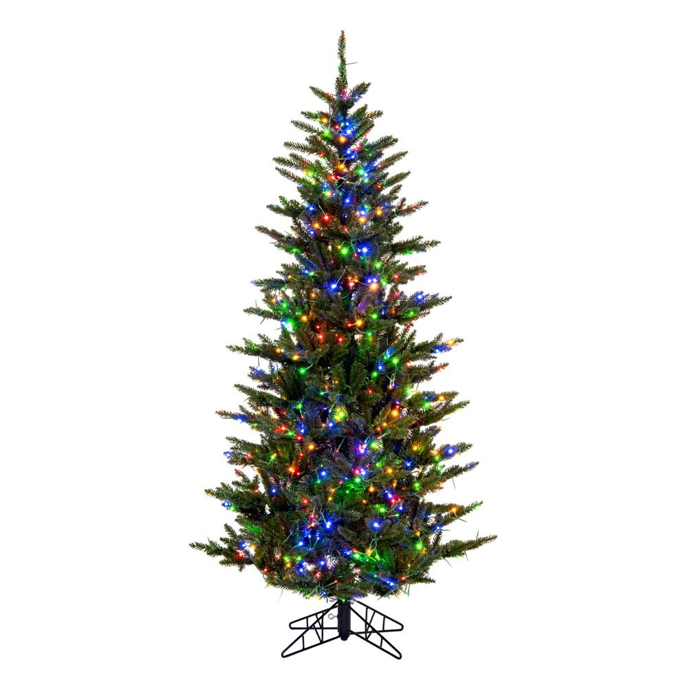 6.5 Foot Natural Slim Fraser Fir Artificial Christmas Tree 3mm LED  Multi-Color Lights