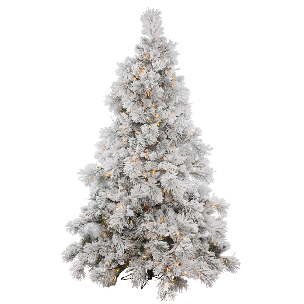 15 Foot Flocked Alberta Pine Artificial Commercial Christmas Tree 3200 DuraLit Incandescent Clear Mini Lights