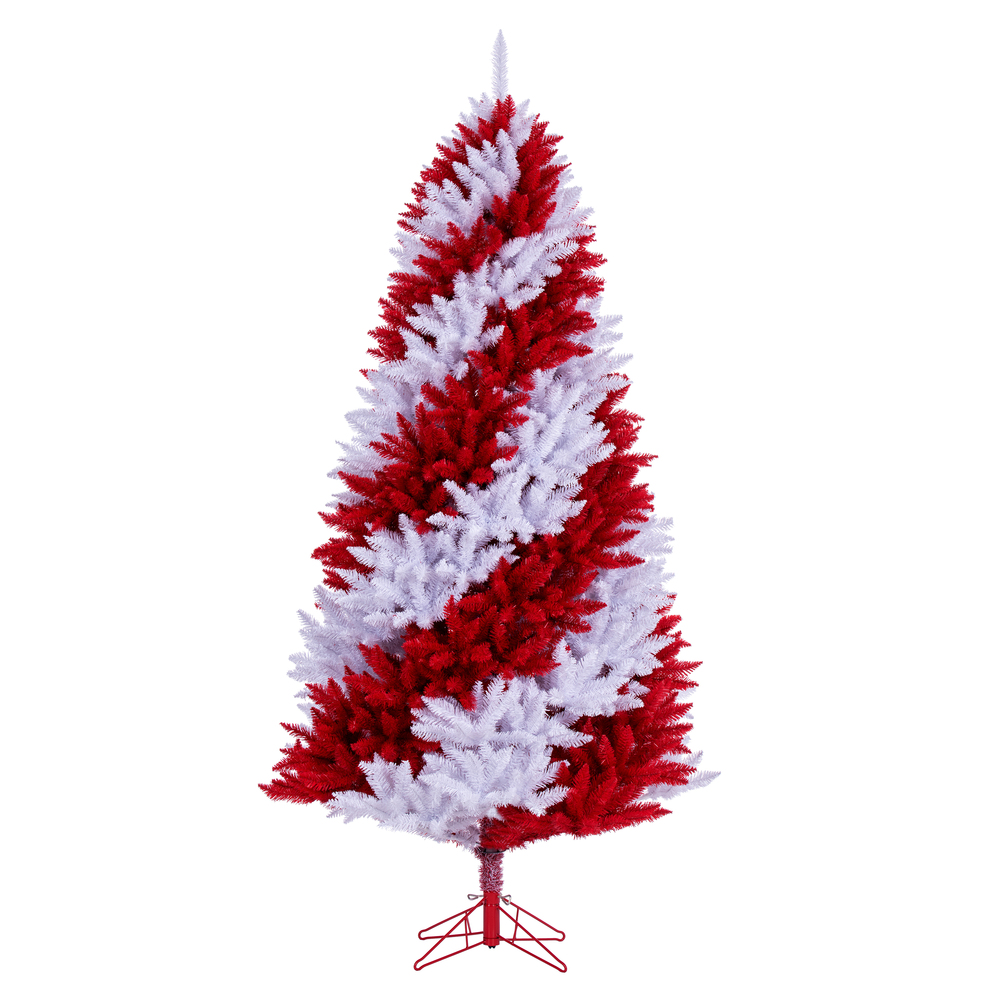 Christmastopia.com - 9 Foot Candy Cane Artificial Pre-lit Christmas Tree 1200 DuraLit LED M5 Italian Pure White Red Mini Lights