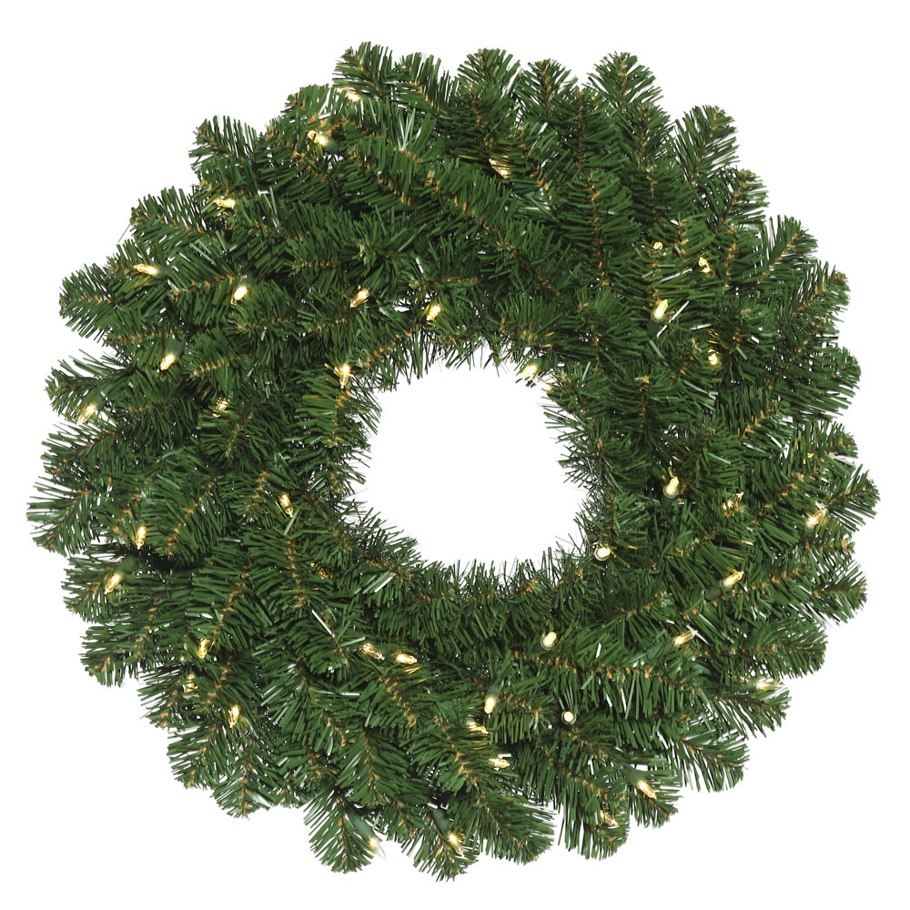 7 Foot Oregon Fir Artificial Christmas Wreath 800 LED 5MM Wide Angle Polka Dot Warm White Mini Lights