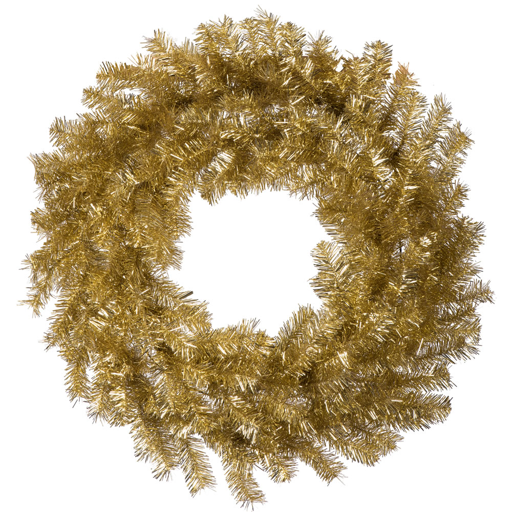 Christmastopia.com 30 Inch Gold Silver Tinsel Artificial Christmas Wreath Unlit