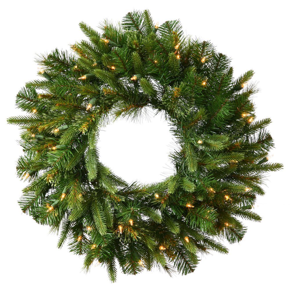 48 Inch Cashmere Artificial Christmas Wreath 200 DuraLit Incandescent Clear Mini Lights