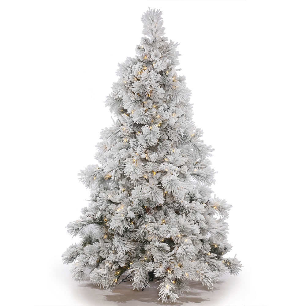 15 Foot Flocked Alberta Artificial Commercial Christmas Tree with Cones 3200 LED M5 Italian Warm White Mini Lights