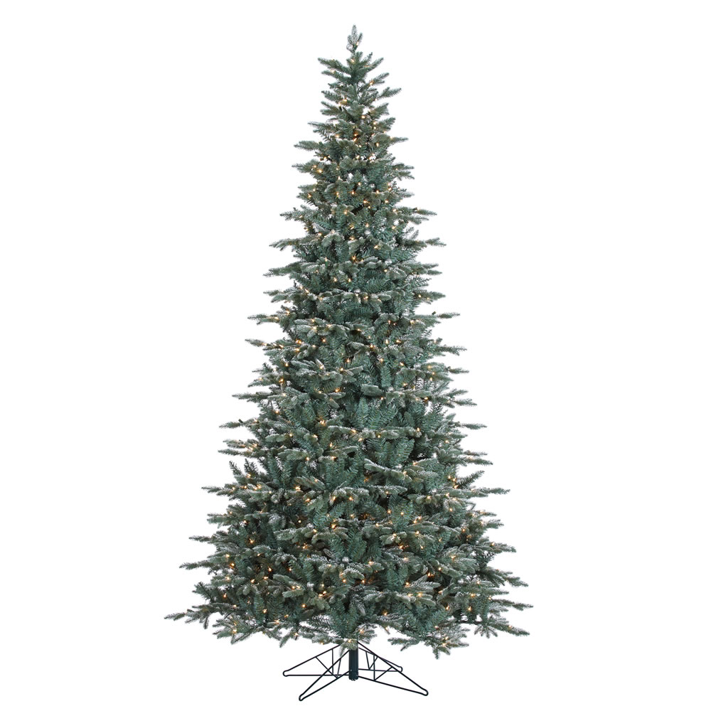 9 Foot Crystal Balsam Artificial Christmas Tree 1000 DuraLit Incandescent Clear Mini Lights 70 Ornaments