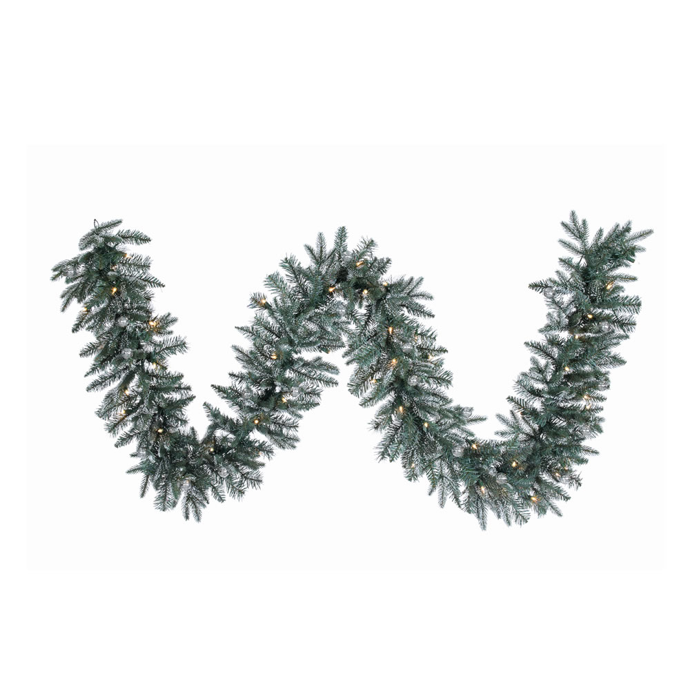 Christmastopia.com 9 Foot Crystal Balsam Garland 50 DuraLit Clear Lights