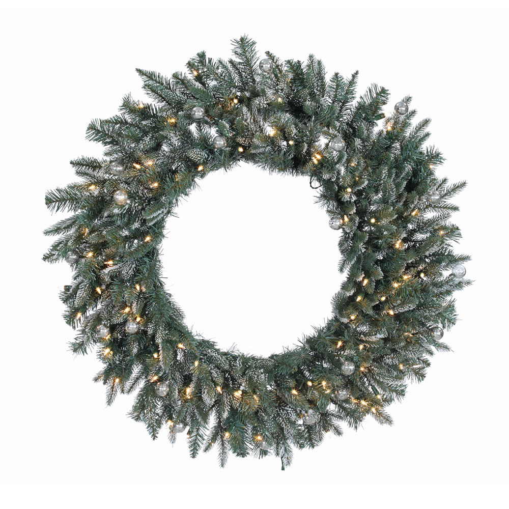 36 Inch Crystal Balsam Wreath 100 DuraLit Clear Lights