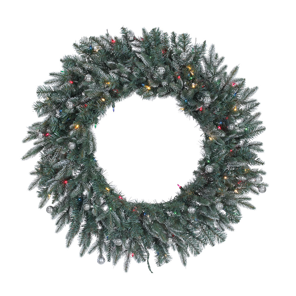 36 Inch Crystal Balsam Wreath 100 DuraLit Incandescent Multi Color Mini Lights