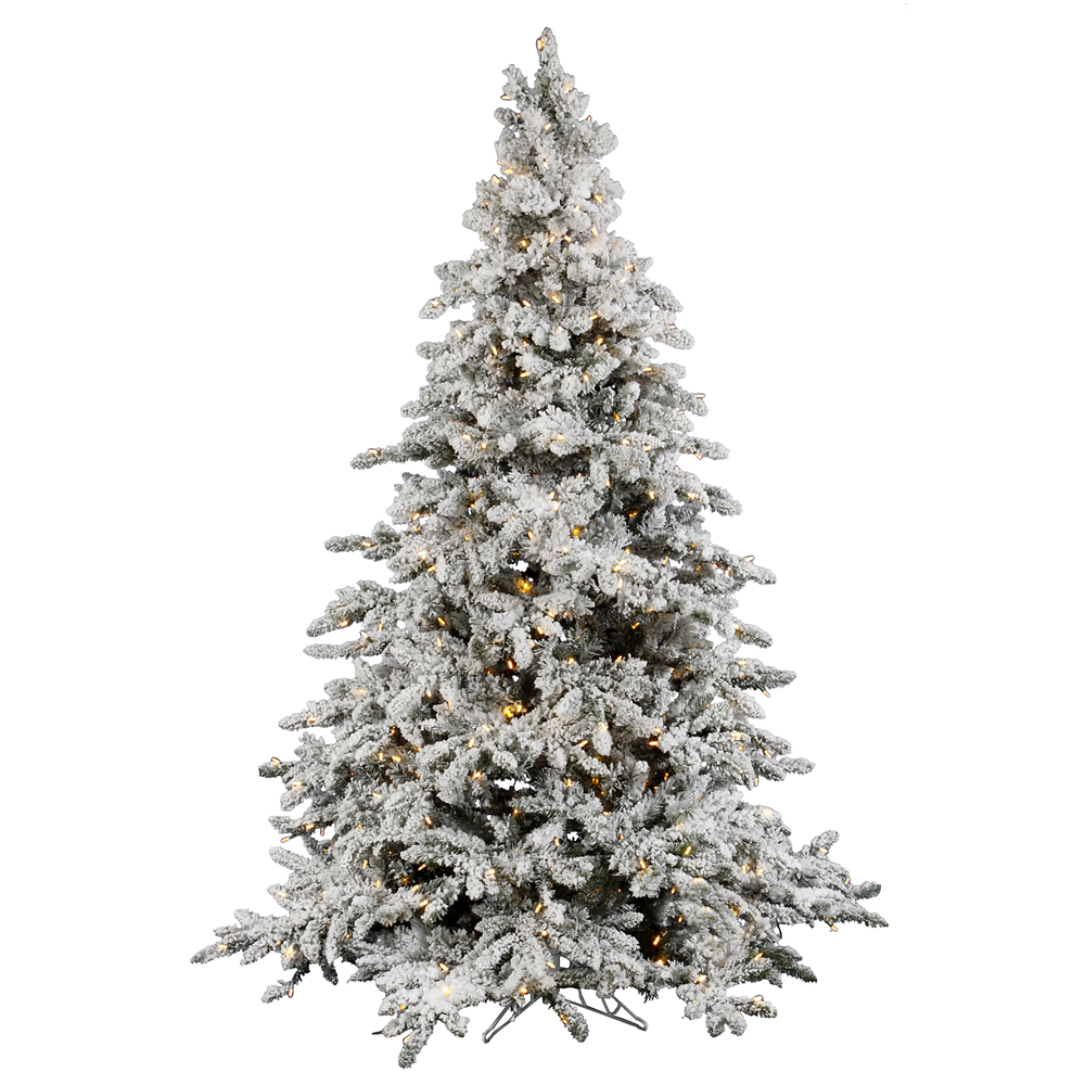 12 Foot Flocked Utica Artificial Christmas Tree 2150 LED M5 Italian Warm White Mini Lights