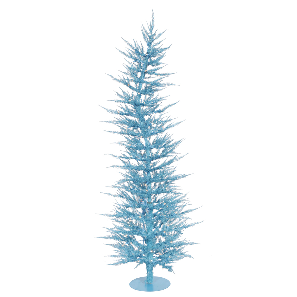 6 Foot Sky Blue Laser Artificial Christmas Tree 150 DuraLit Incandescent Teal Mini Lights