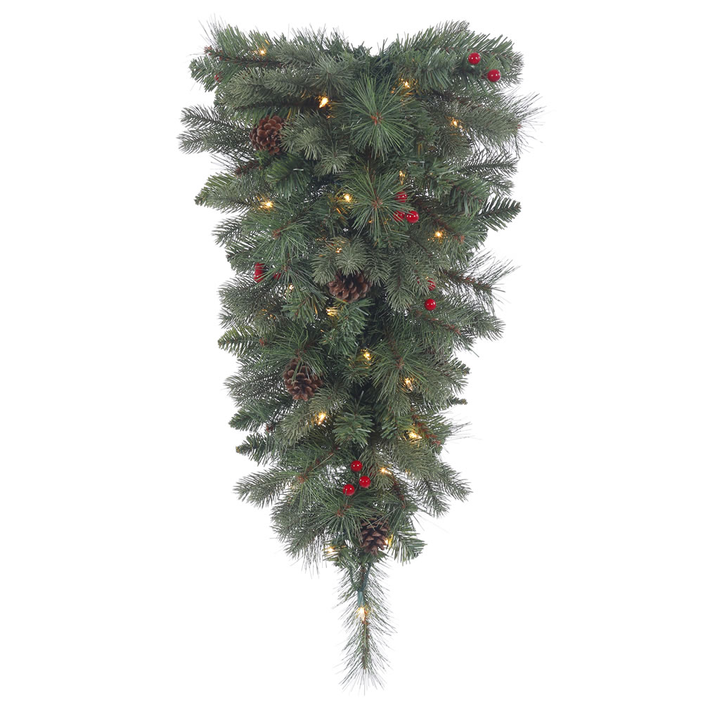 30 Inch Wesley Mixed Pine Artificial Christmas Teardrop with 35 Clear Lights