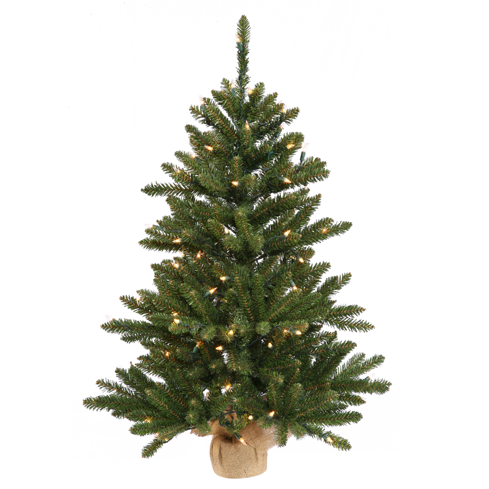 Christmastopia.com - 3.5 Foot Anoka Pine Artificial Christmas Tree 150 DuraLit Incandescent Multi Color Mini Lights Burlap Base