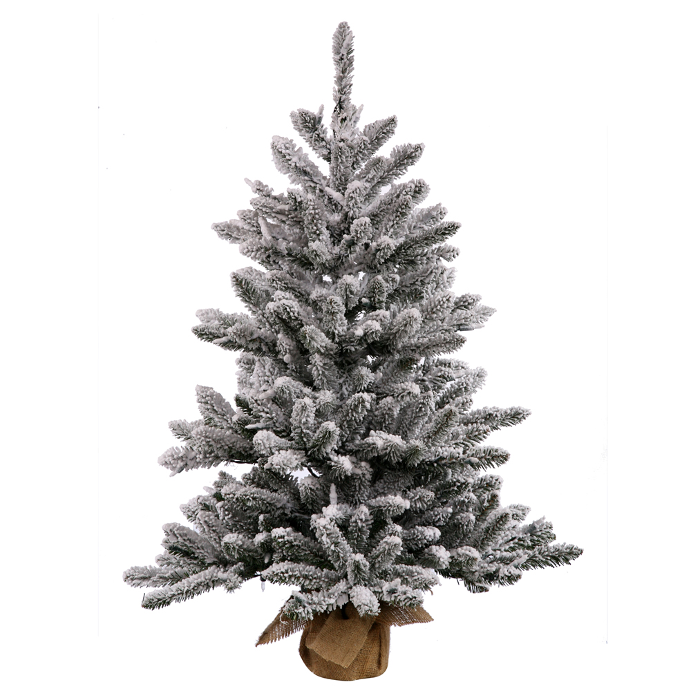 Christmastopia.com 3 Foot Flocked Anoka Pine Artificial Christmas Tree 100 Clear DuraLit Mini Lights Burlap Base