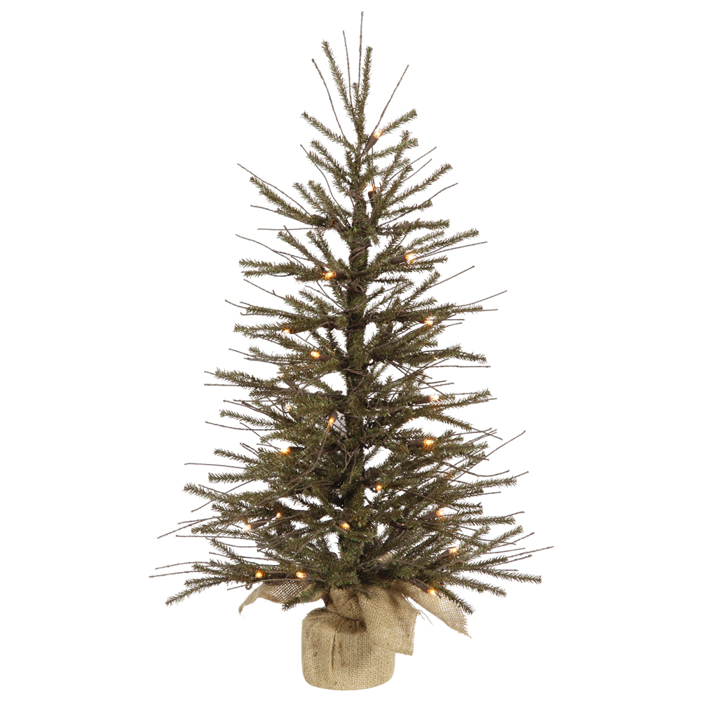 Christmastopia.com 2.5 Foot Vienna Twig Artificial Christmas Tree 35 DuraLit LED M5 Italian Warm White Mini Lights Burlap Base