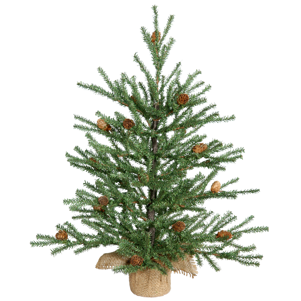 18 Inch Carmel Pine With Cones Burlap Base Unlit