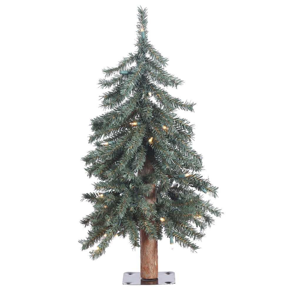 Christmastopia.com 2 Foot Natural Bark Alpine Artificial Christmas Tree 35 DuraLit LED Warm White Italian Mini Lights