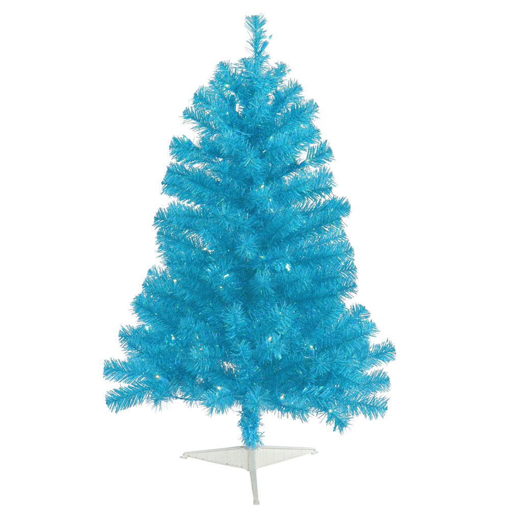 3 Foot Sky Blue Artificial Christmas Tree 50 DuraLit Incandescent Teal Mini Lights