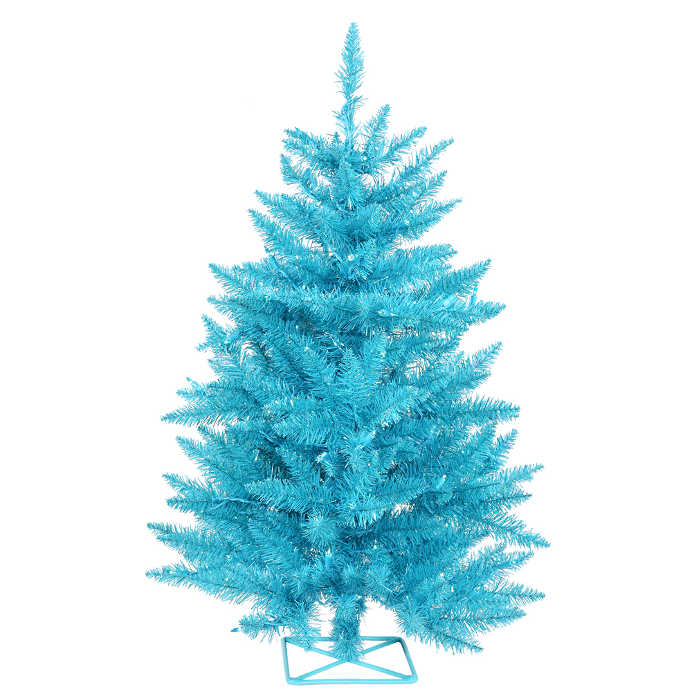 Christmastopia.com 2 Foot Sky Blue Artificial Christmas Tree 35 Teal DuraLit Incandescent Mini Lights