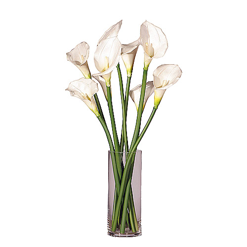 Christmastopia.com - Natural Looking White Calla Lilly Foots Glass Cylinder