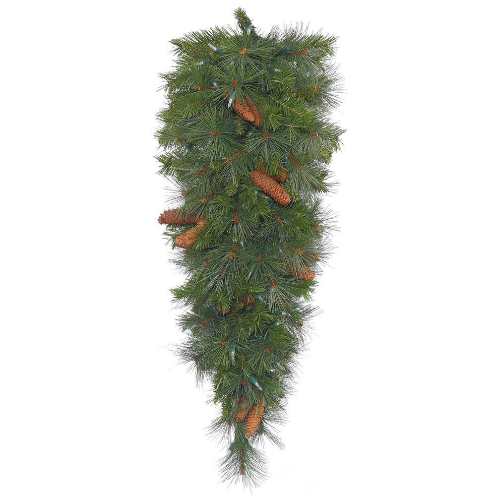 36 Inch Savannah Mixed Pine Artificial Christmas Teardrop Featuring Real Pine Cones Unlit