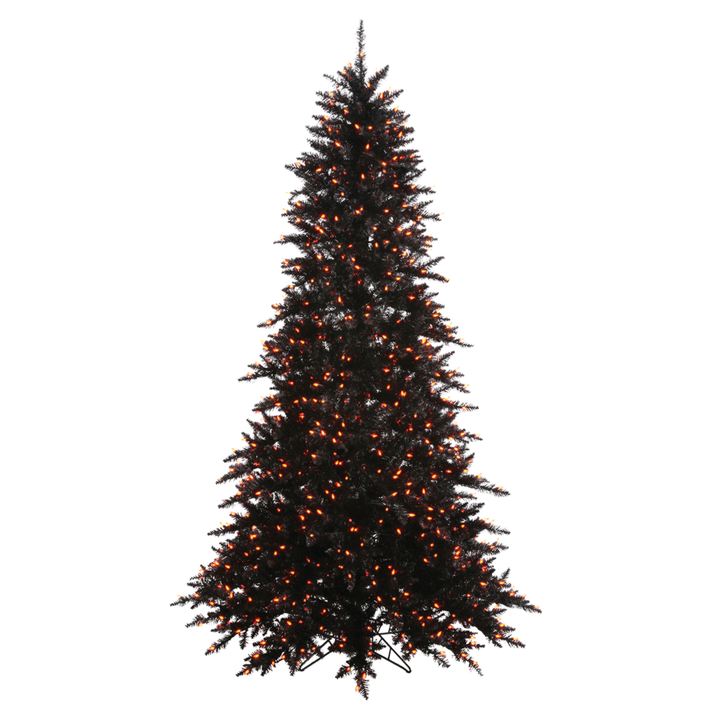 10 Foot Black Artificial Halloween Tree 1150 Incandescent Orange Mini Lights