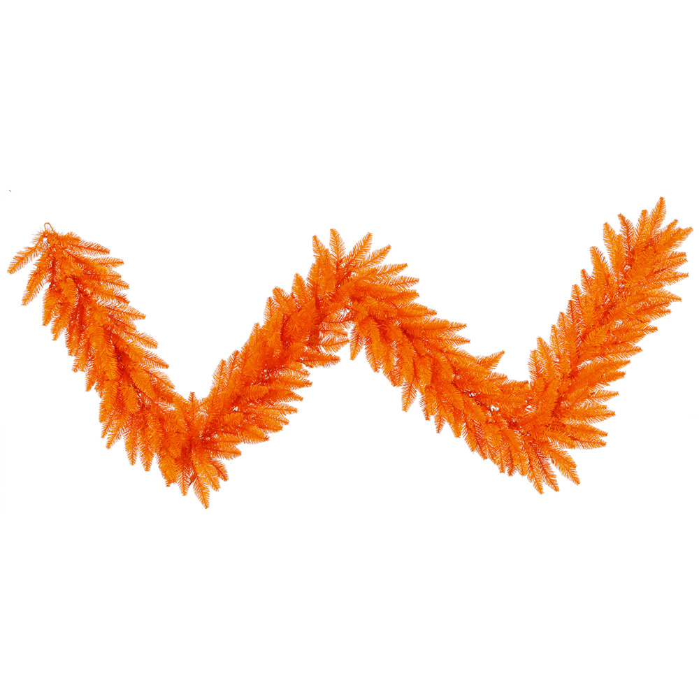 9 Foot Orange Fir Artificial Halloween Garland Unlit