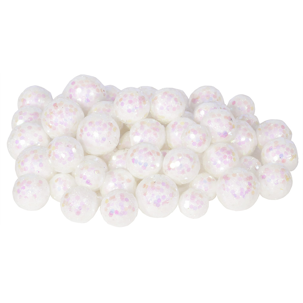 Christmastopia.com - White Glitter Sequin Styrofoam Ball Assorted Sizes