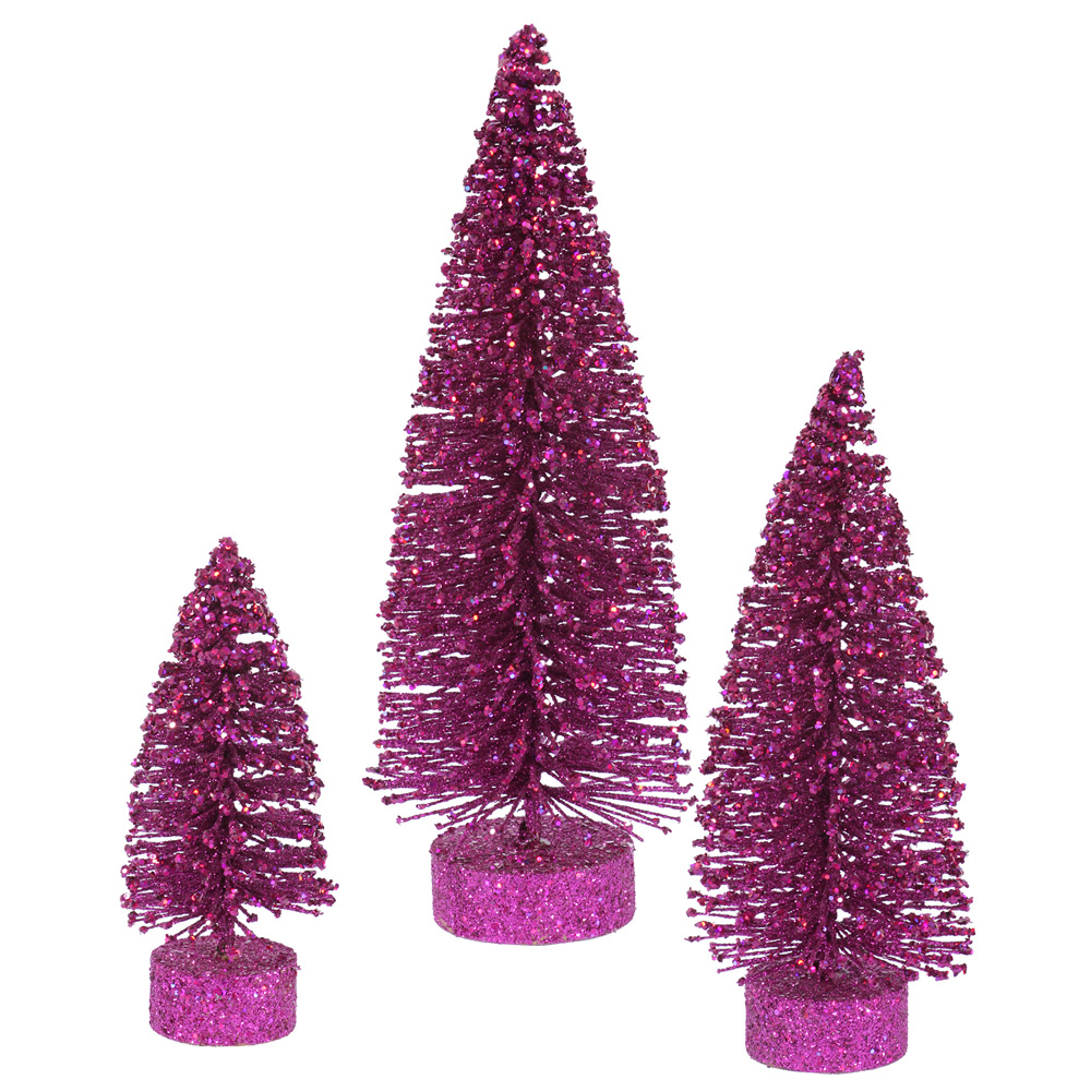 Magenta Glitter Oval Artificial Valentines Day Trees Unlit