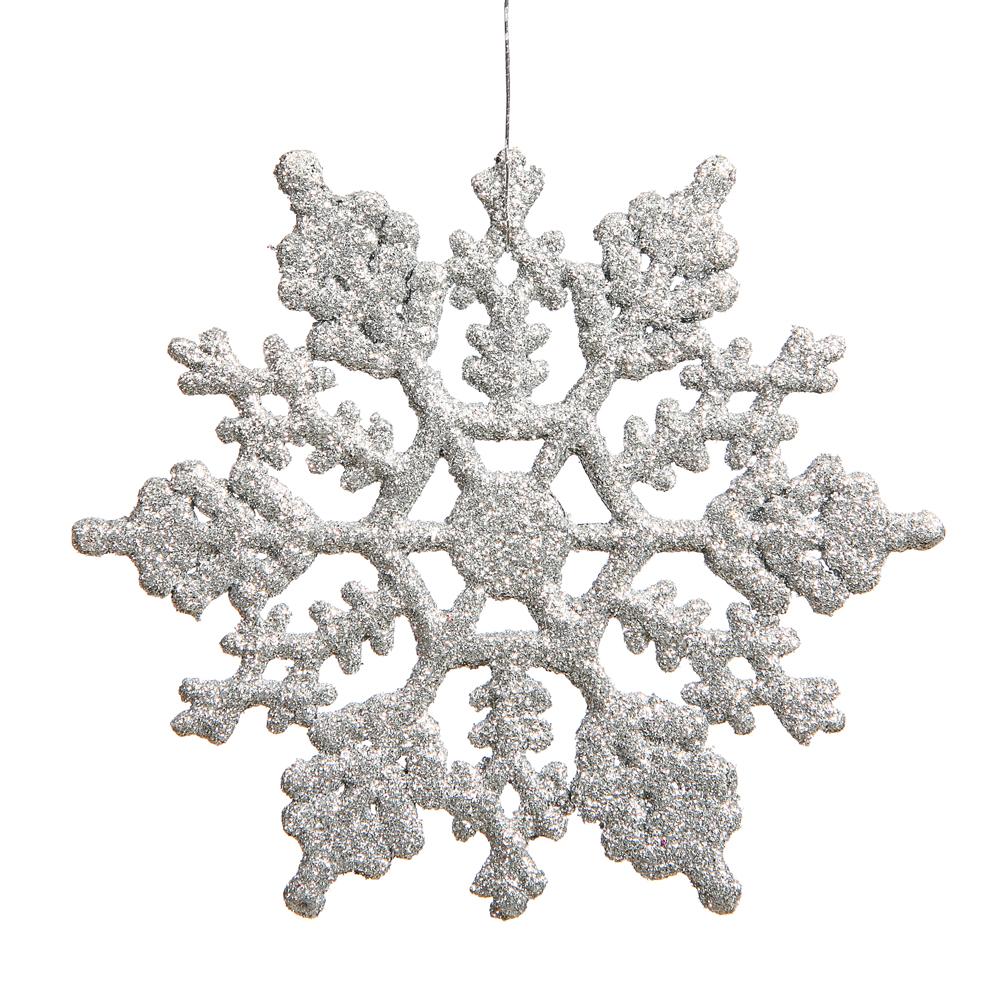 Christmastopia.com 4 Inch Silver Glitter Snowflake Christmas Ornament 2 per Set4