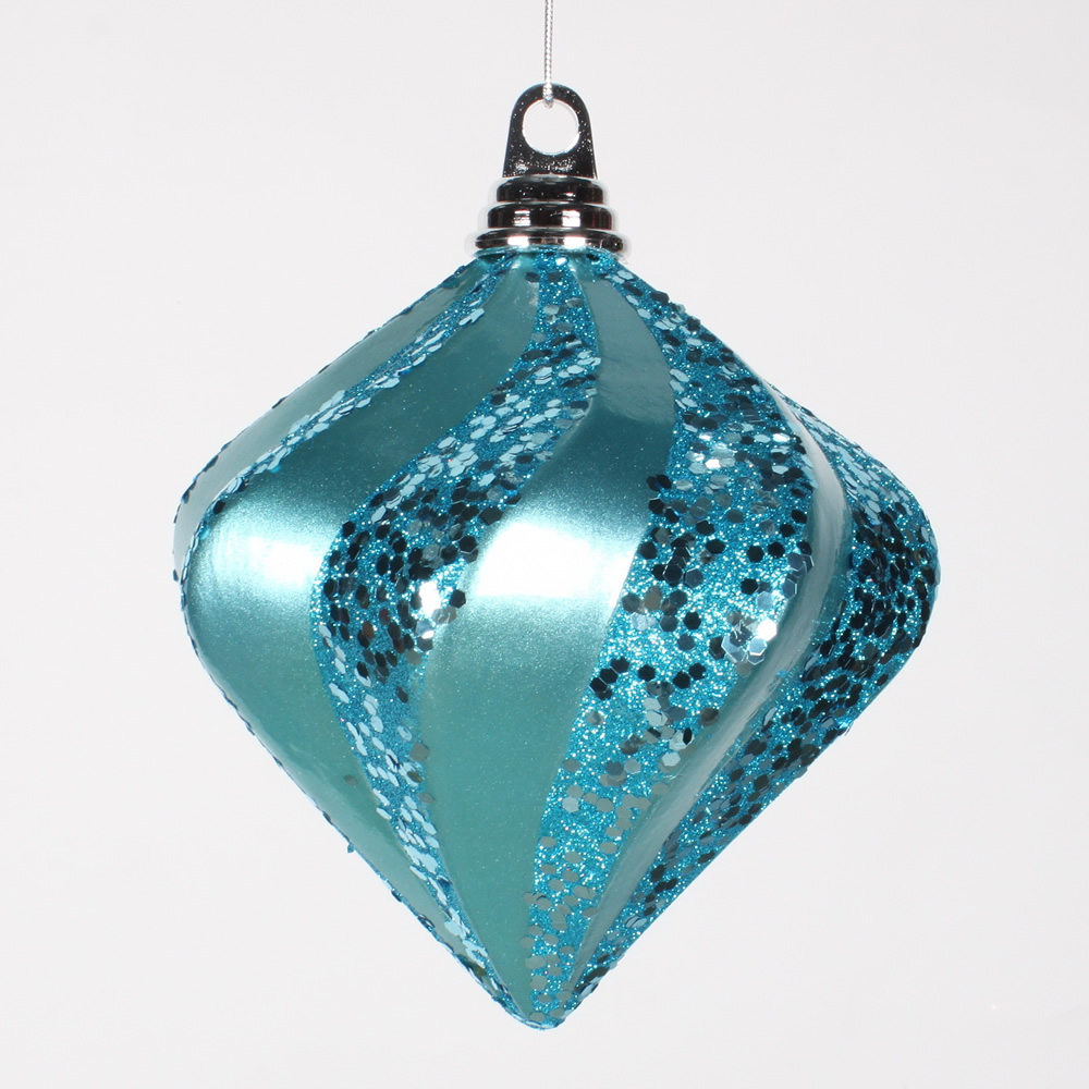 Christmastopia.com 6 Inch Teal Candy Glitter Swirl Diamond Christmas Ornament