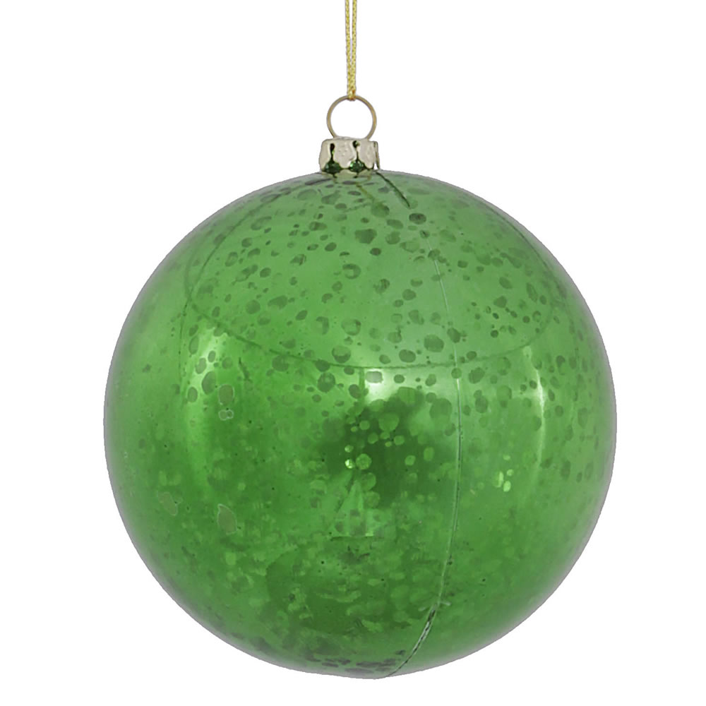 Christmastopia.com - 4 Inch Green Shiny Mercury Mardi Gras Ornament Shatterproof 6 per Set
