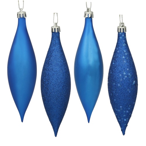 5.5 Inch Blue Drop Christmas Ornament Assorted Finishes