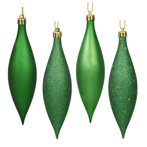 5.5 Inch Green Drop Christmas Ornament Assorted Finishes