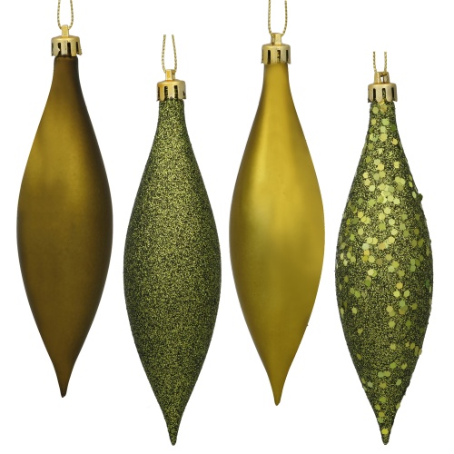 5.5 Inch Olive Green Drop Christmas Ornament Assorted Finishes