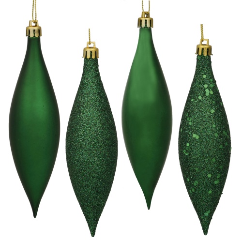 5.5 Inch Emerald Green Drop Christmas Ornament Assorted Finishes