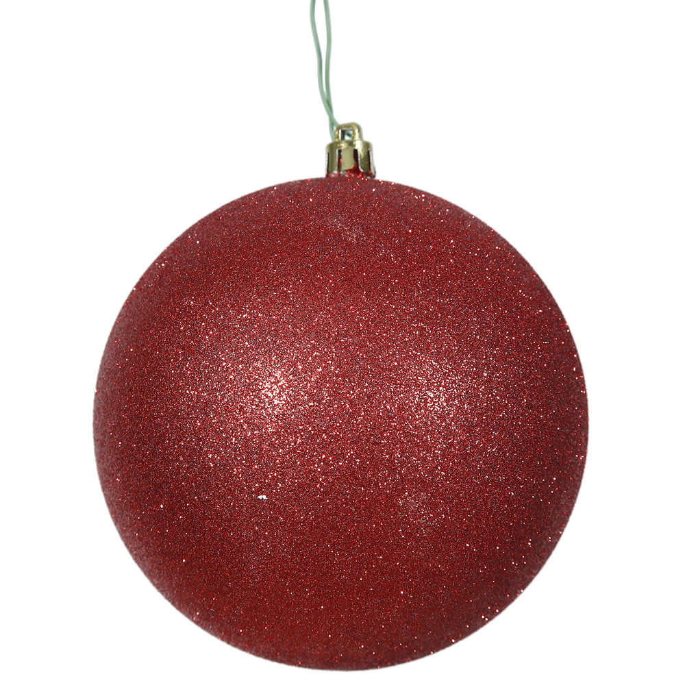 Christmastopia.com - 4.75 Inch Red Glitter Round Shatterproof UV Christmas Ball Ornament 4 per Set