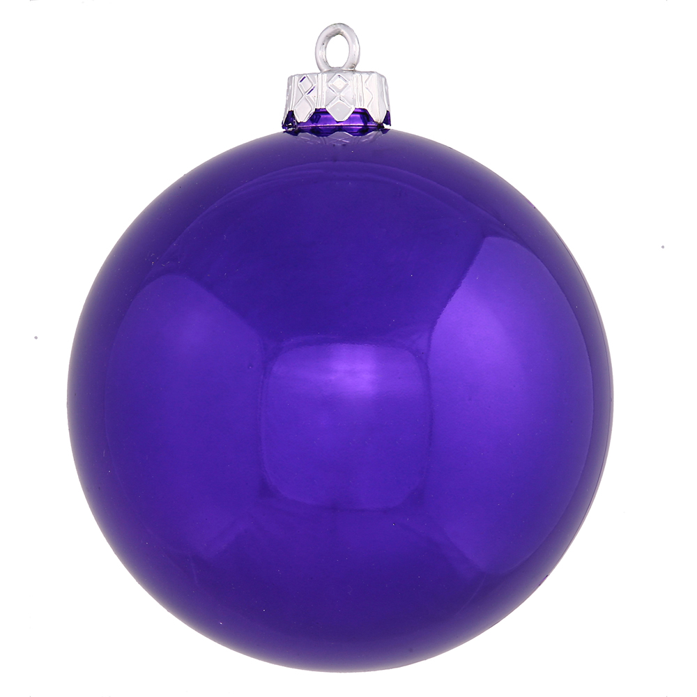 4.75 Inch Purple Shiny Christmas Ball Ornament Shatterproof UV Set of 2