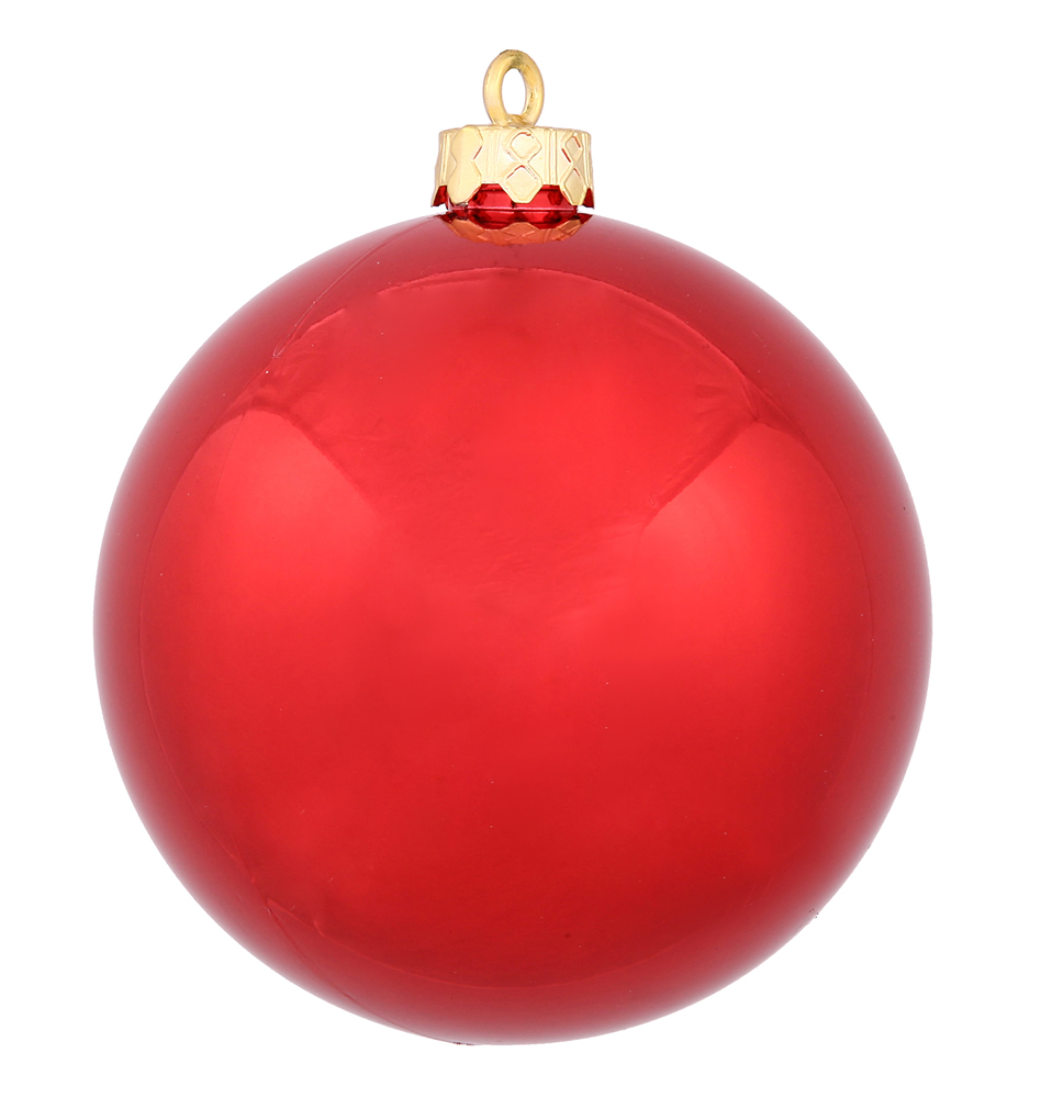 6 Inch Red Shiny Round Shatterproof UV Christmas Ball Ornament 4 per Set