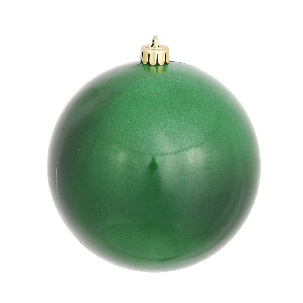 6 Inch Emerald Candy Round Christmas Ball Ornament Shatterproof UV 4 per Set