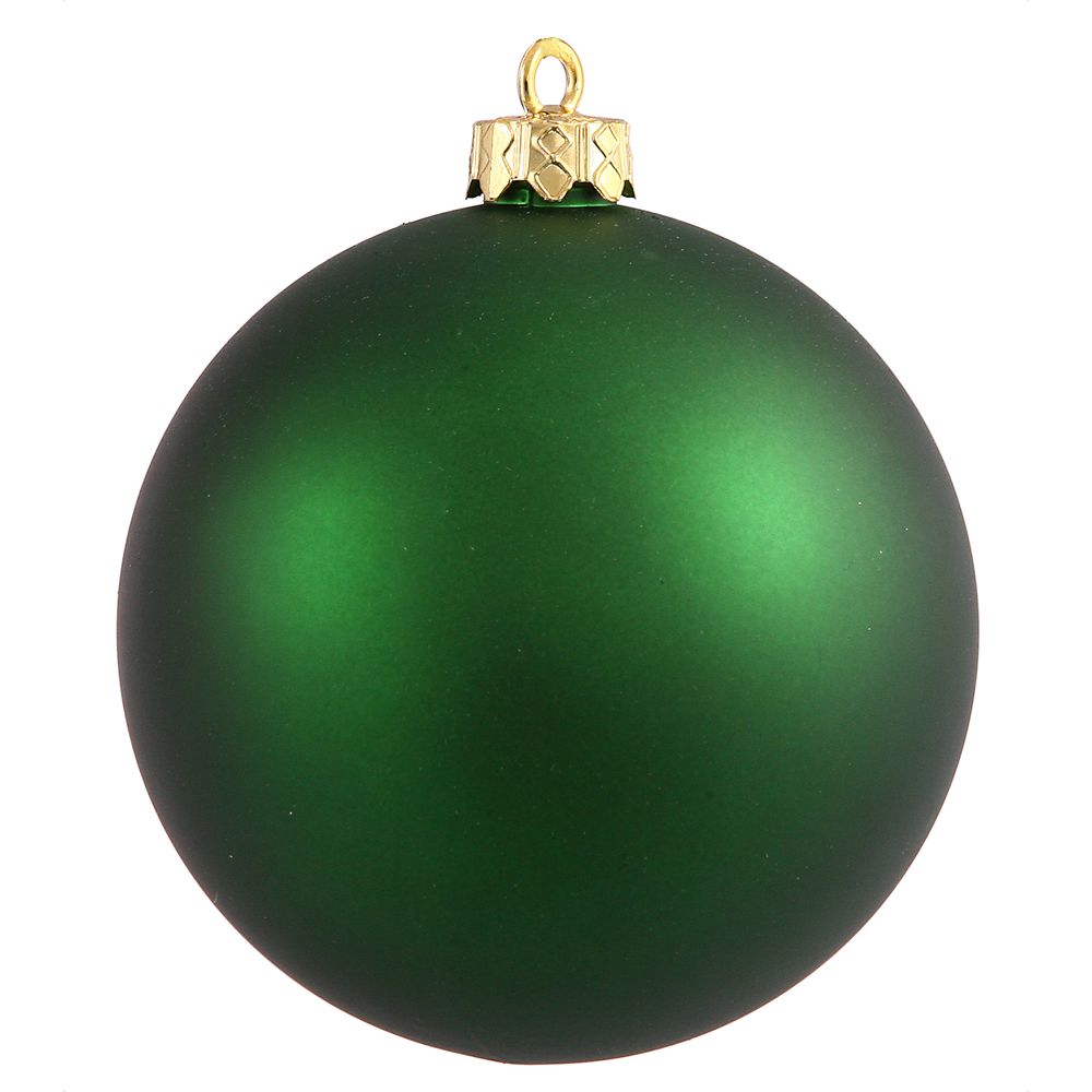 6 Inch Emerald Matte Round Christmas Ball Ornament Shatterproof 4 per Set