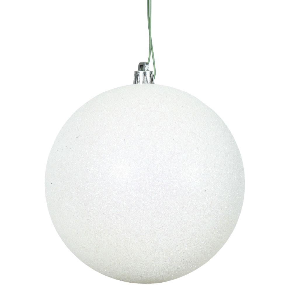 Christmastopia.com 8 Inch White Glitter Christmas Ball Ornament Shatterproof